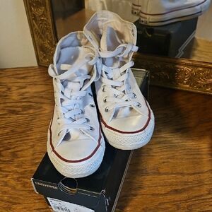 Converse White and Red High-Top Sneakers